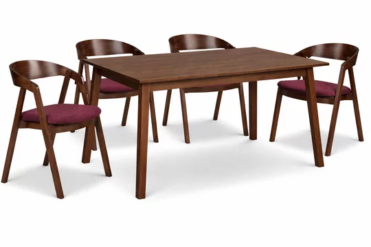 Jedálenská zostava z masívu LEO - stôl + 4 stoličky GURU Jedálenská zostava z masívu LEO - stôl + 4 stoličky GURU