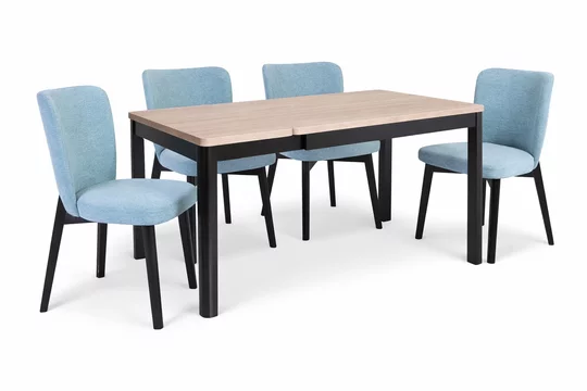 Moderná drevená zostava KETTY OBLÝ - stôl + 4 stoličky LIDIA Moderná drevená zostava KETTY OBLÝ - stôl + 4 stoličky LIDIA